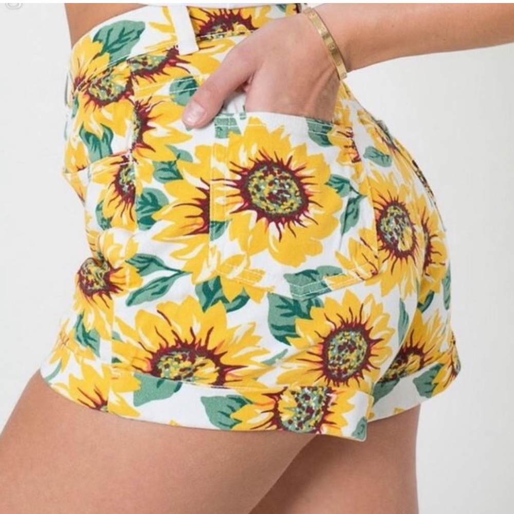 American Apparel High Rise Sunflower Shorts Size 28/29
